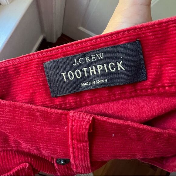 J. Crew | Toothpick red corduroy ankle pants 28 - Picture 5 of 6